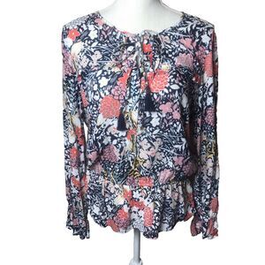 Anthropologie Maeve Woman's Multicolor Floral Ruffle Blouse Size M